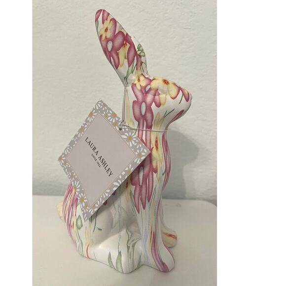 Laura Ashley Trendy Modern Porcelain PASTEL Flower Print EASTER BUNNY - Picture 1 of 4